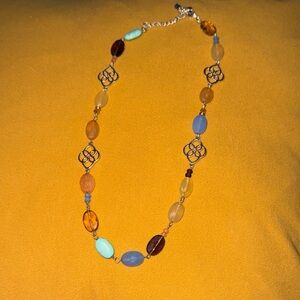 Chaps Amber and Turquoise Beaded Necklace